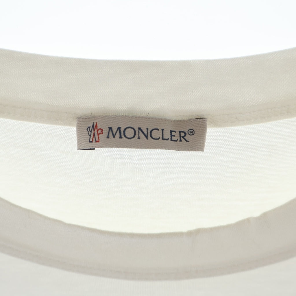 MONCLER(モンクレール) 20SS ワッペンロゴ サイドジップ ドローコード クルーネック 半袖Tシャツ ホワイト F10918C71400 8390Y