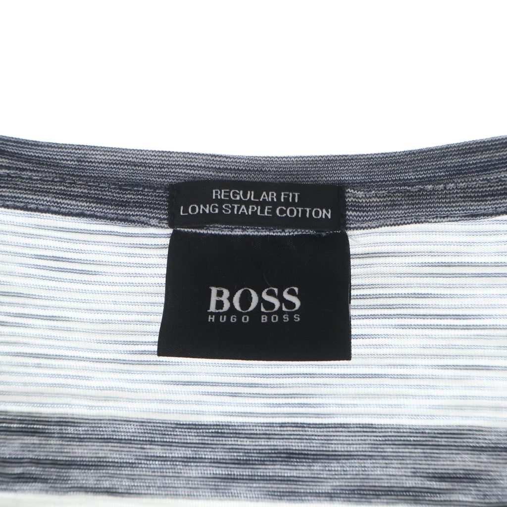 HUGO BOSS(ヒューゴボス) ボーダー総柄 Vネック 半袖Tシャツ カットソー ホワイト/ネイビー 50285480