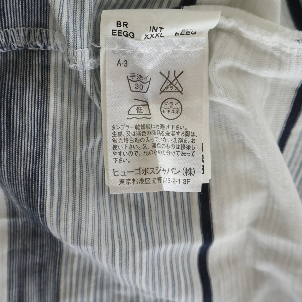 HUGO BOSS(ヒューゴボス) ボーダー総柄 Vネック 半袖Tシャツ カットソー ホワイト/ネイビー 50285480