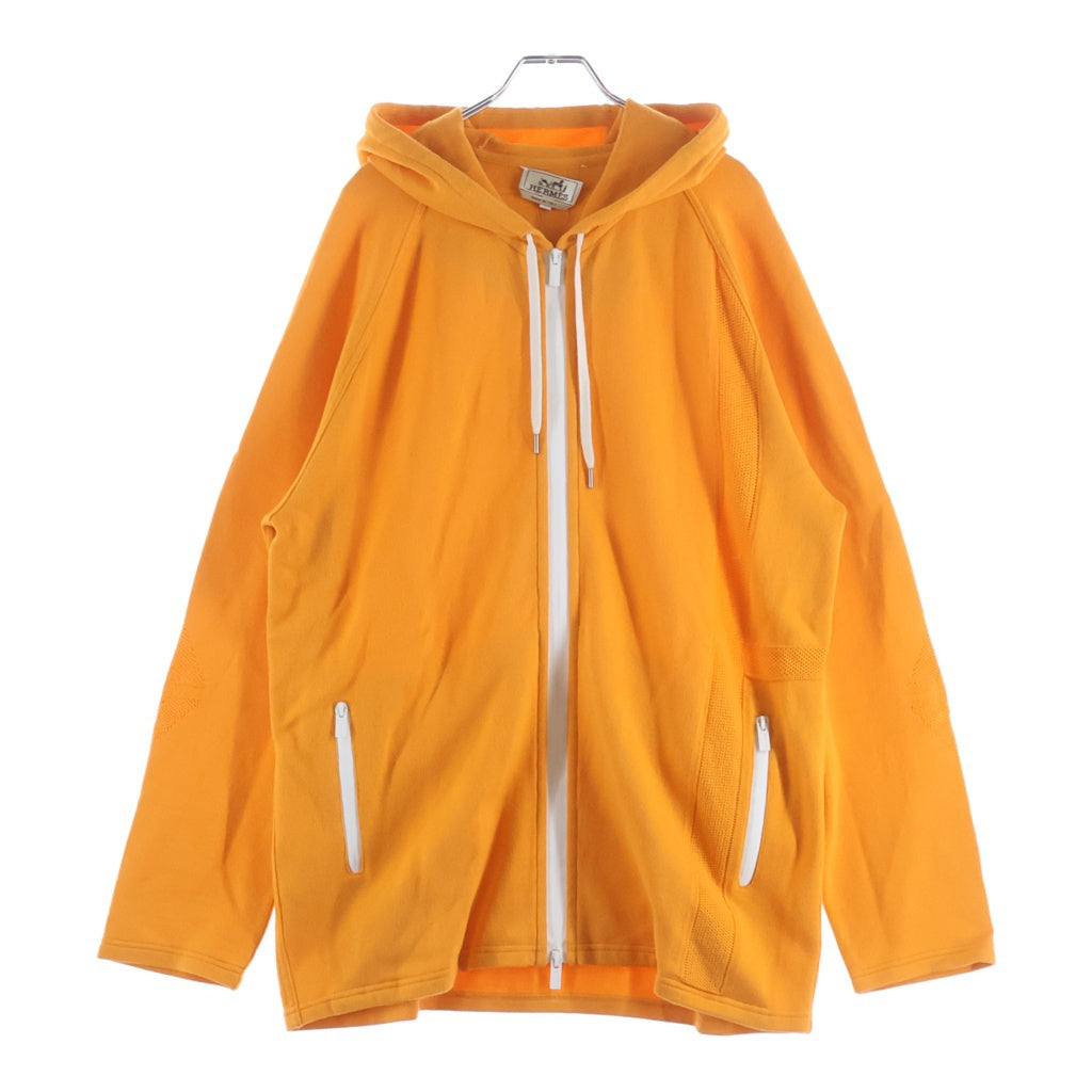 HERMES(エルメス) カシミヤ混 コットンニット ジップアップ パーカー オレンジ