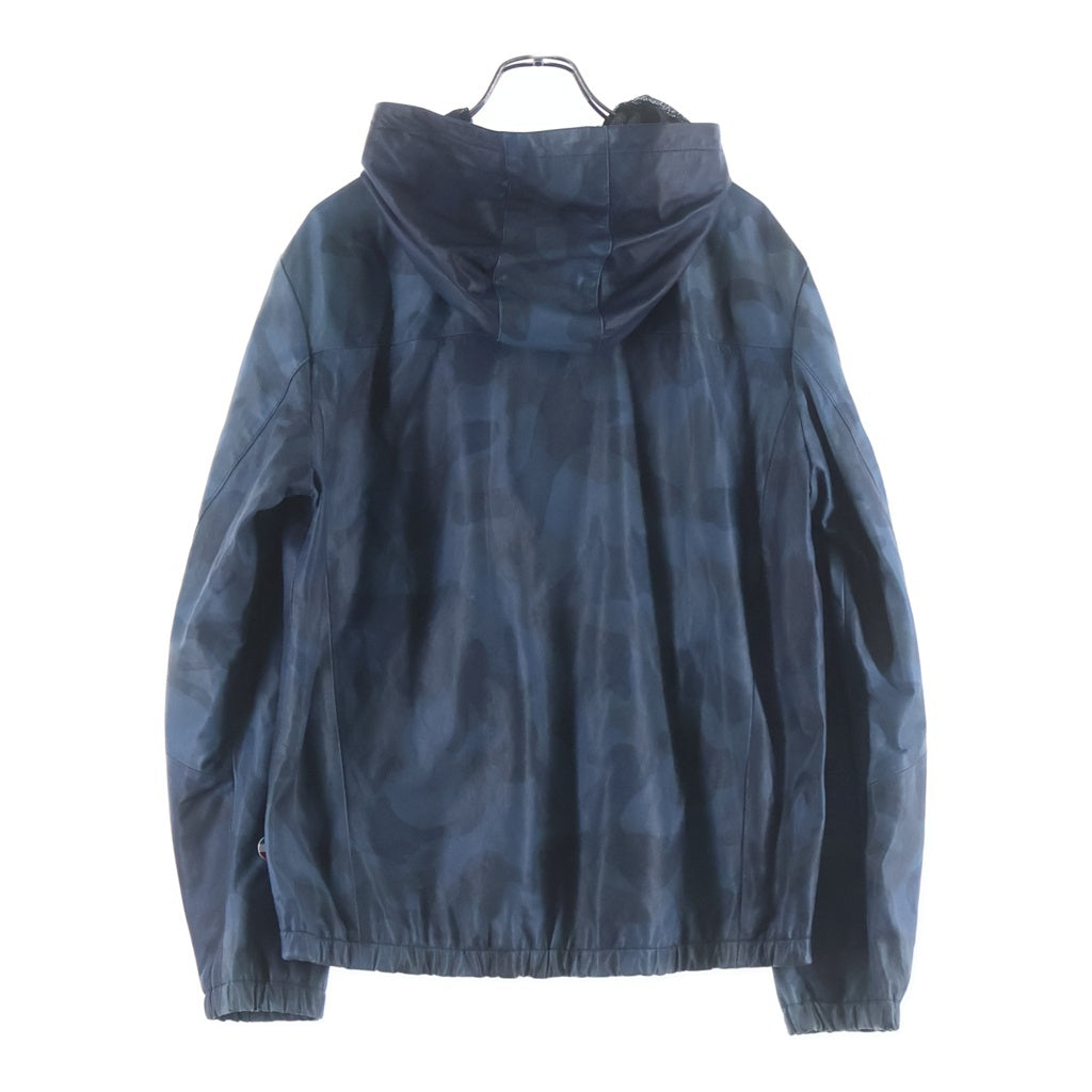 Armani Exchange(アルマーニ エクスチェンジ) レザーウインドブレーカー 迷彩 ブルー #XL 3ZZB50