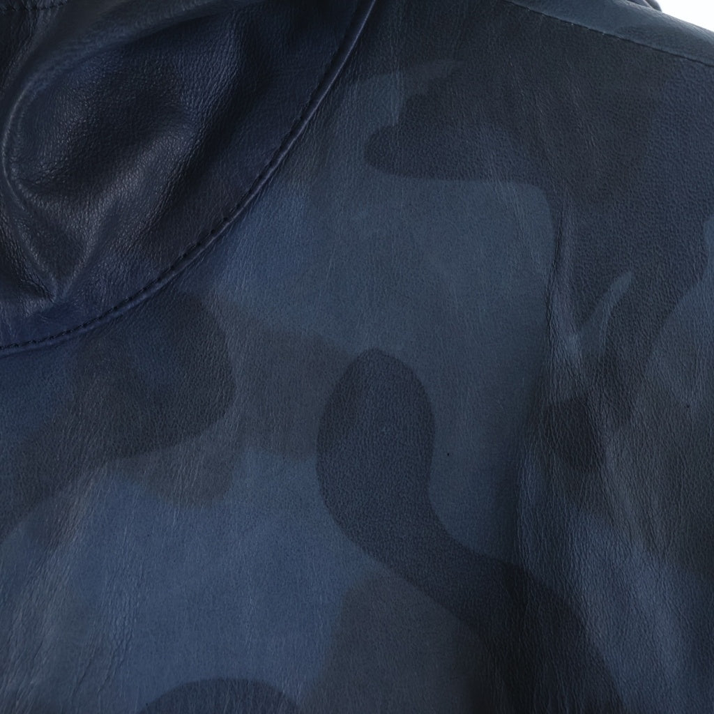 Armani Exchange(アルマーニ エクスチェンジ) レザーウインドブレーカー 迷彩 ブルー #XL 3ZZB50