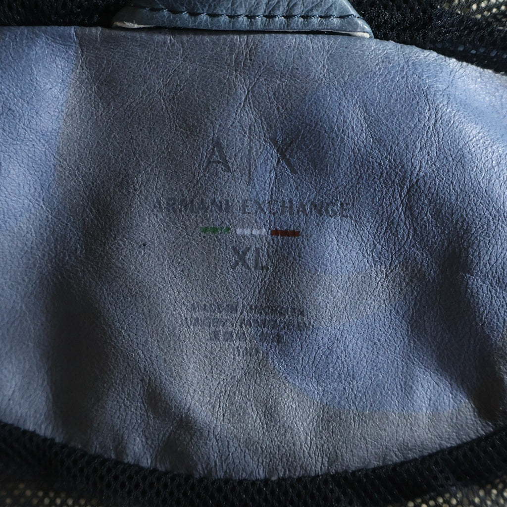 Armani Exchange(アルマーニ エクスチェンジ) レザーウインドブレーカー 迷彩 ブルー #XL 3ZZB50