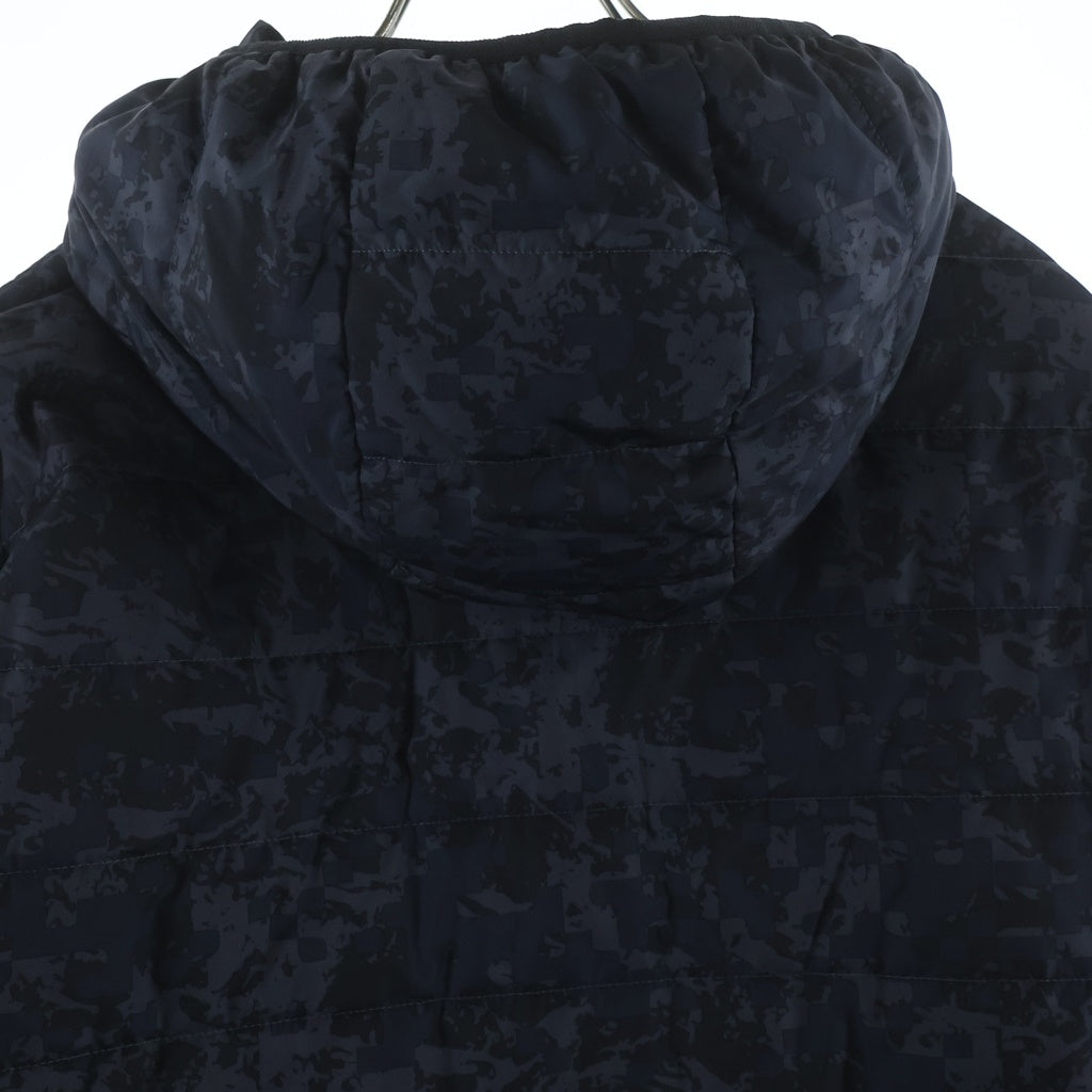 EMPORIO ARMANI(エンポリオアルマーニ) ロゴプリント 総柄プリント フーデッド ジップアップ 中綿ジャケット グレー 6ZPB62