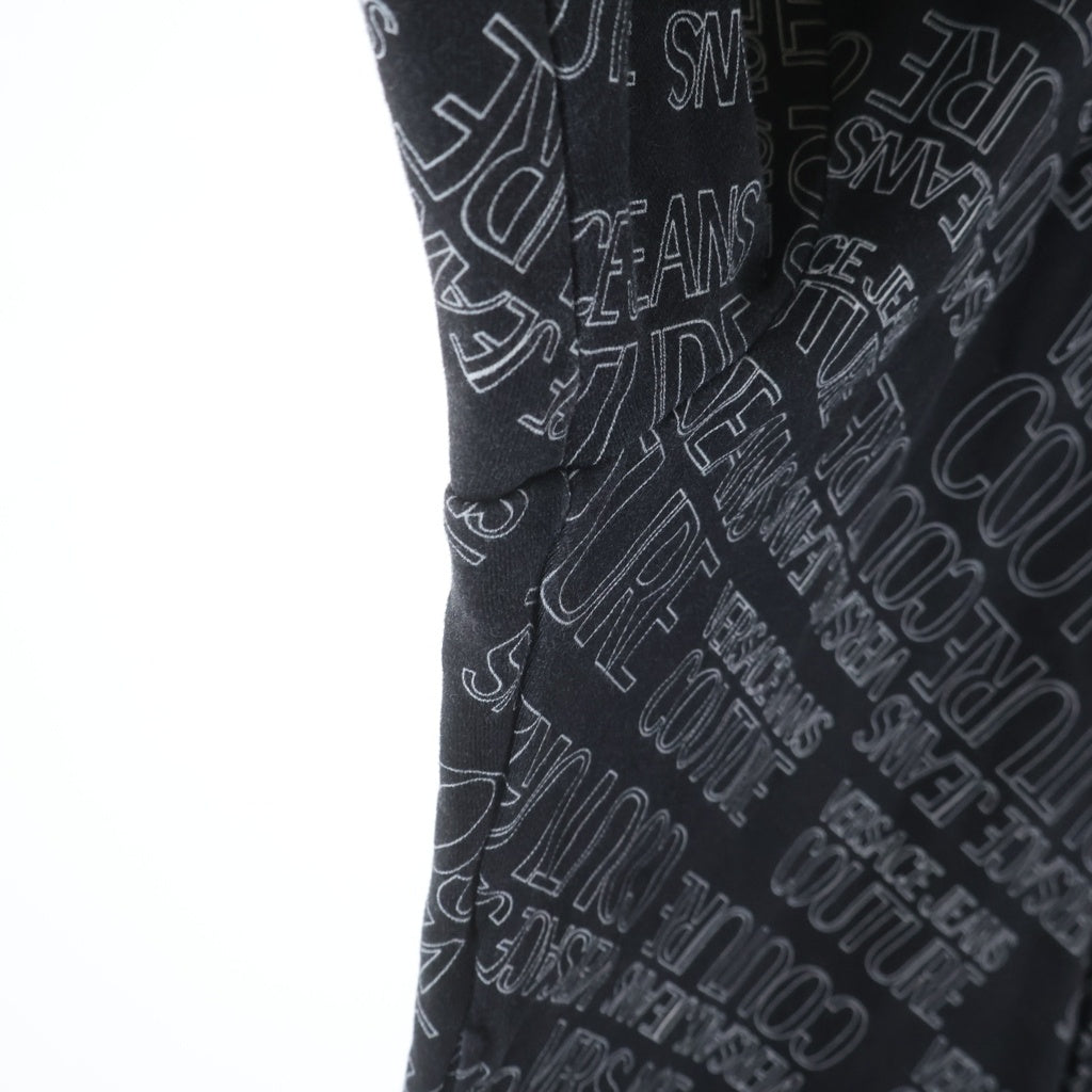 VERSACE COLLECTION(ヴェルサーチコレクション) ロゴ総柄 ジップアップ スウェットパーカー フーディー ブラック