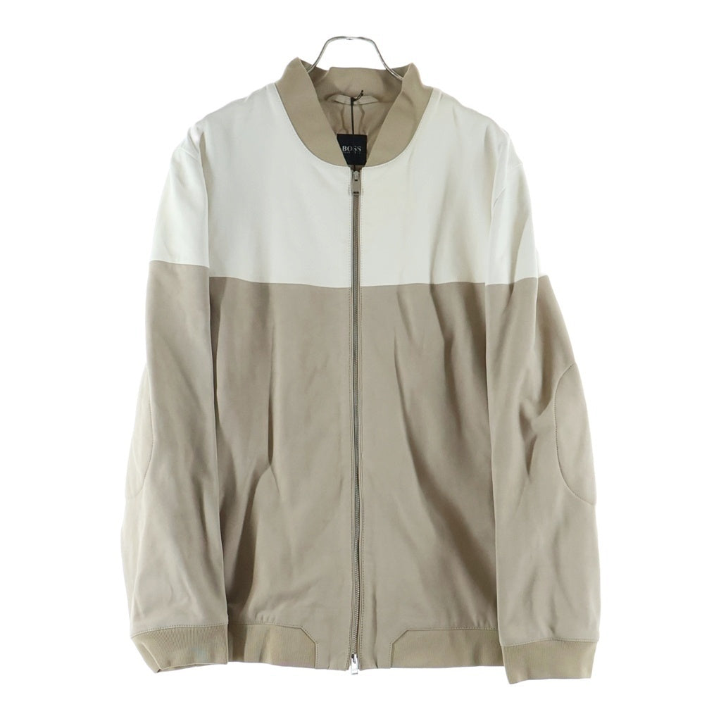 HUGO BOSS(ヒューゴボス) バイカラー コンビレザー ジップアップ ジャケット ブルゾン ベージュ/ホワイト 10215339