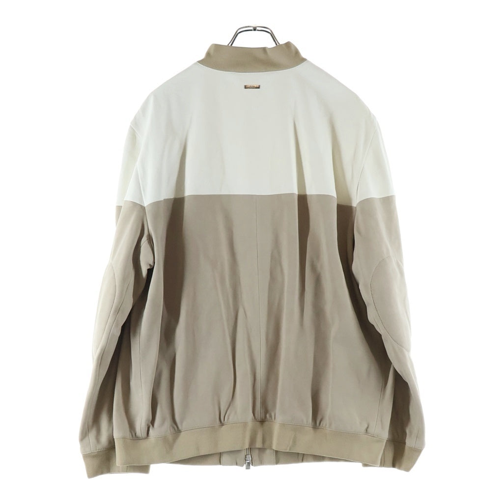 HUGO BOSS(ヒューゴボス) バイカラー コンビレザー ジップアップ ジャケット ブルゾン ベージュ/ホワイト 10215339