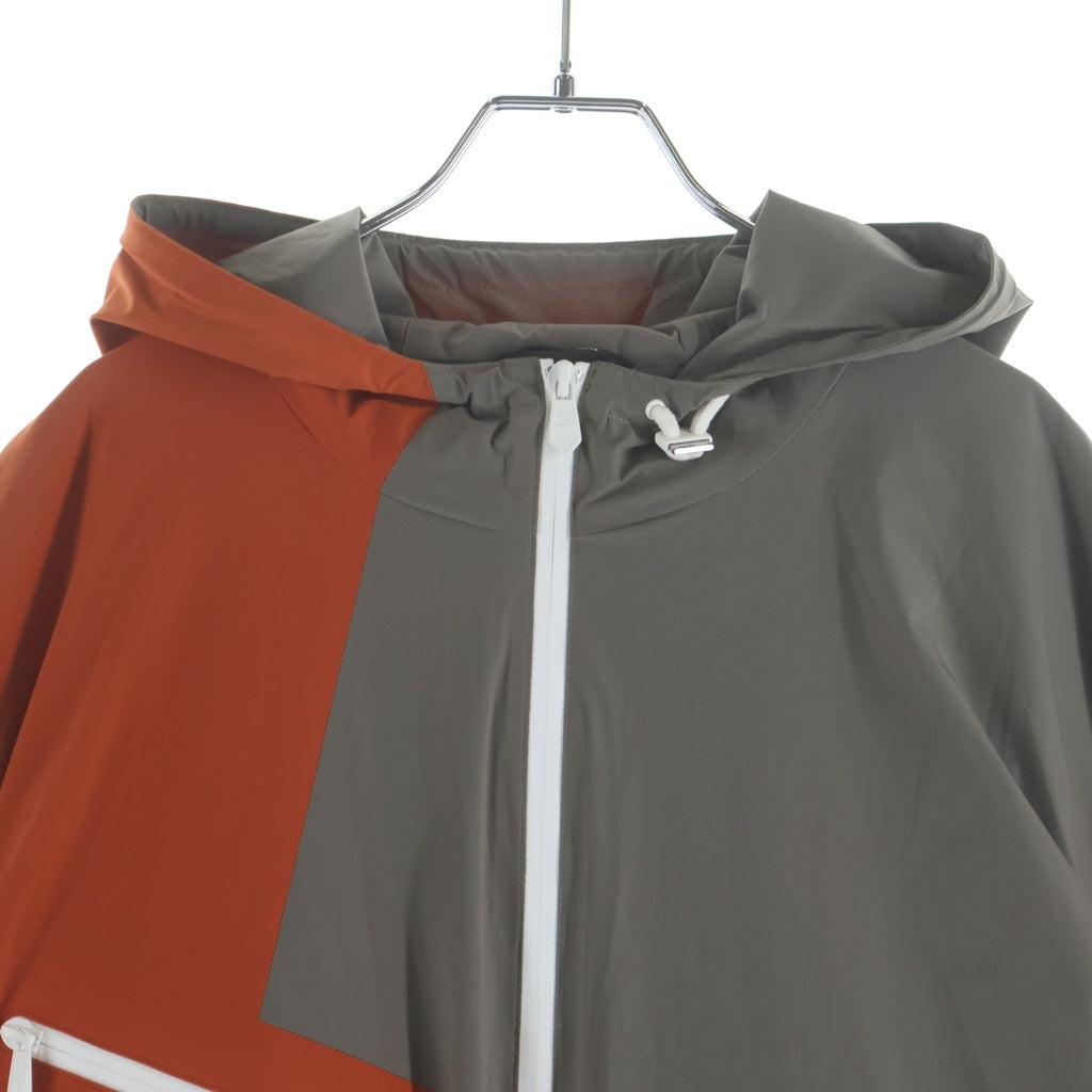 HERMES(エルメス) バイカラー ナイロン フーデッド ジップアップ ジャケット パーカー オレンジ/ベージュ
