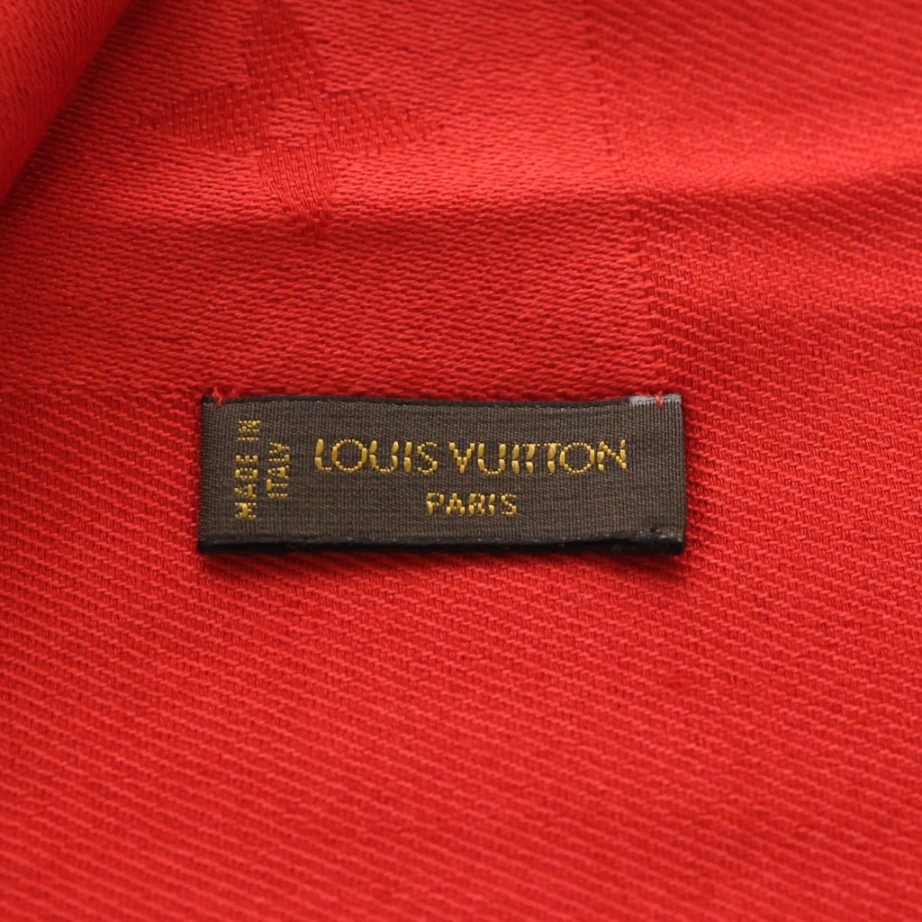LOUIS VUITTON(ルイヴィトン) モノグラム 大判 シルクストール ブランケット レッド ウール レディース