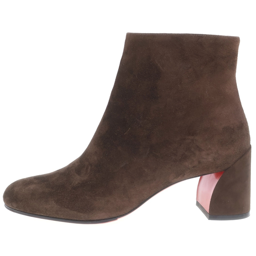 CHRISTIAN LOUBOUTIN(クリスチャンルブタン) スエードレザー ヒール サイドジップ ショートブーツ シューズ ブラウン レディース 1200238