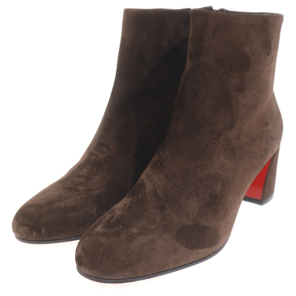 CHRISTIAN LOUBOUTIN(クリスチャンルブタン) スエードレザー ヒール サイドジップ ショートブーツ シューズ ブラウン レディース 1200238