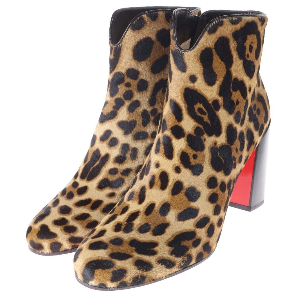 CHRISTIAN LOUBOUTIN(クリスチャンルブタン) キャスタリカ85 ポニーレオパード ヒールブーツ ベージュ #37 1210755 レディース