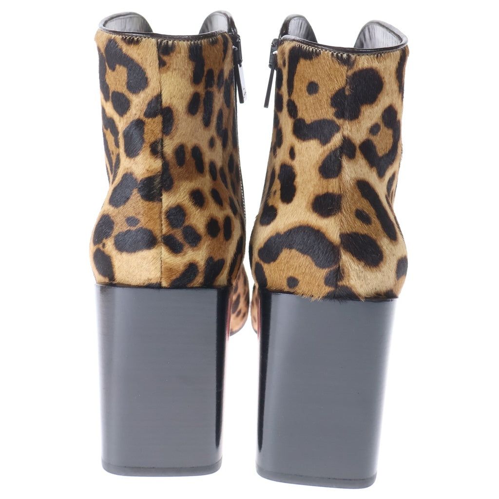 CHRISTIAN LOUBOUTIN(クリスチャンルブタン) キャスタリカ85 ポニーレオパード ヒールブーツ ベージュ #37 1210755 レディース