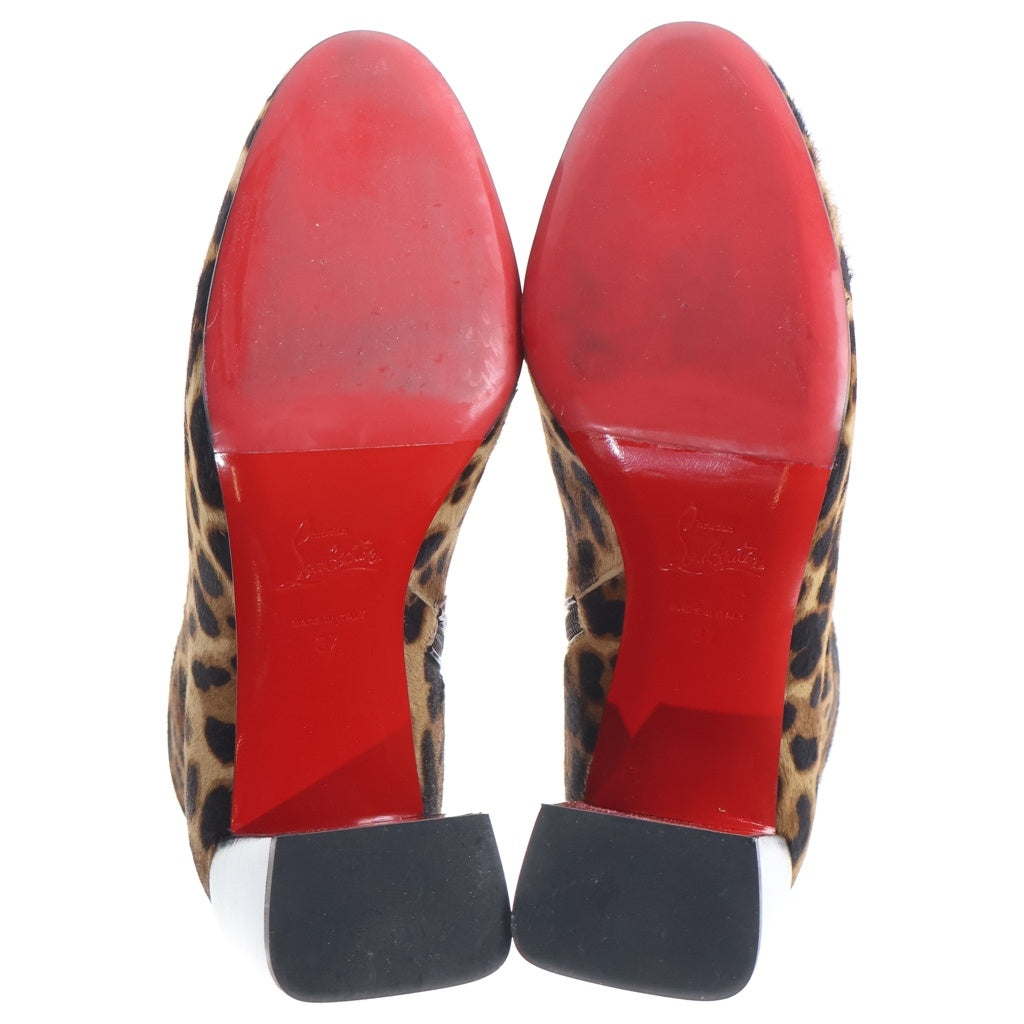 CHRISTIAN LOUBOUTIN(クリスチャンルブタン) キャスタリカ85 ポニーレオパード ヒールブーツ ベージュ #37 1210755 レディース