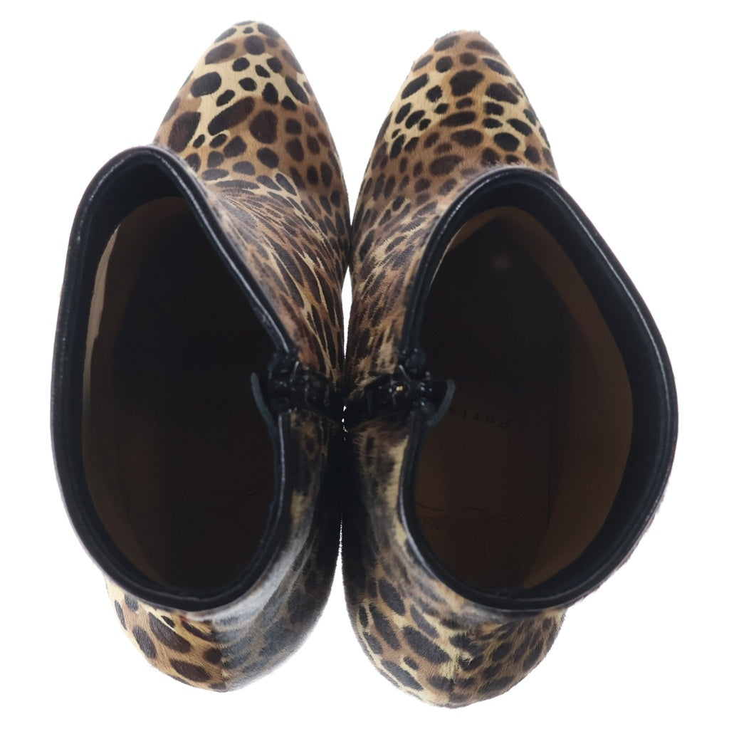 CHRISTIAN LOUBOUTIN(クリスチャンルブタン) SO ELEONOR 85 ポニーレザー ヒール サイドジップ ショートブーツ シューズ ブラウン レディース 3210866