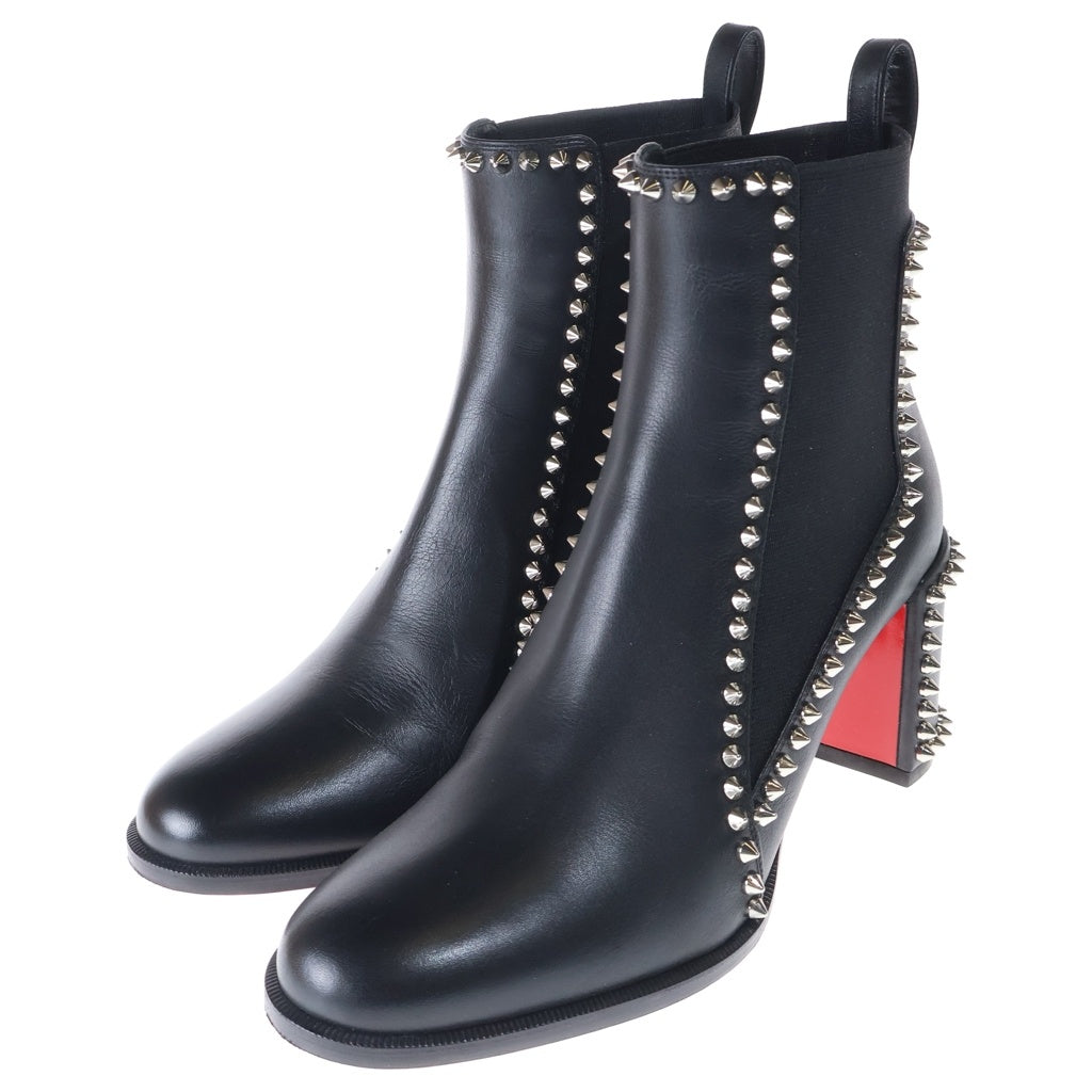 CHRISTIAN LOUBOUTIN(クリスチャンルブタン) アウトラインスパイク70 ヒールブーツ スタッズ ブラック カーフレザー #37 3210964 レディース