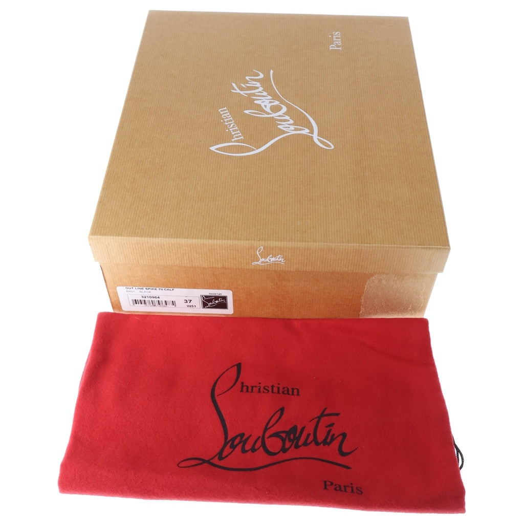 CHRISTIAN LOUBOUTIN(クリスチャンルブタン) アウトラインスパイク70 ヒールブーツ スタッズ ブラック カーフレザー #37 3210964 レディース