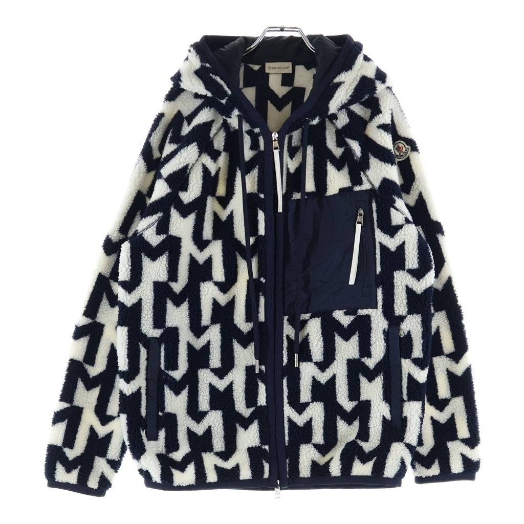 MONCLER(モンクレール) ボアフリースジップアップフーディ ホワイト/ブラック #S 320918G00063 89A9Z
