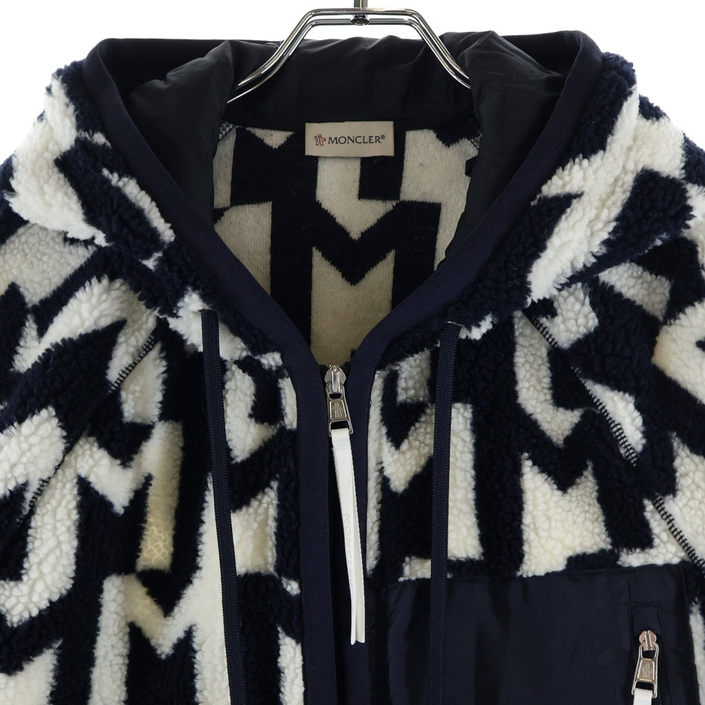 MONCLER(モンクレール) ボアフリースジップアップフーディ ホワイト/ブラック #S 320918G00063 89A9Z
