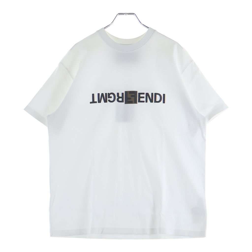 FENDI(フェンディ) リバースロゴプリントTシャツ ホワイト コットン #S FY1144 AQJN