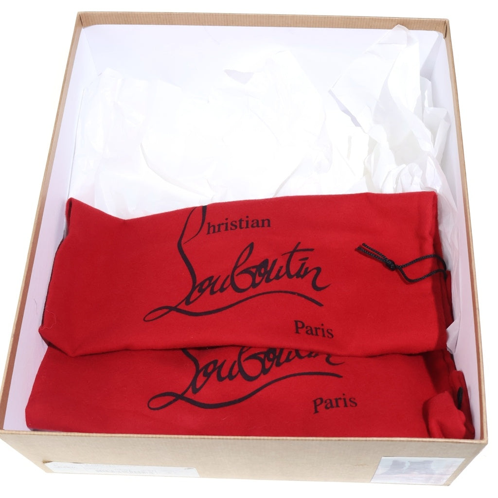CHRISTIAN LOUBOUTIN(クリスチャンルブタン) ロゴプレート レザー ヒール サイドゴア チェルシーブーツ シューズ ブラック レディース 3221105