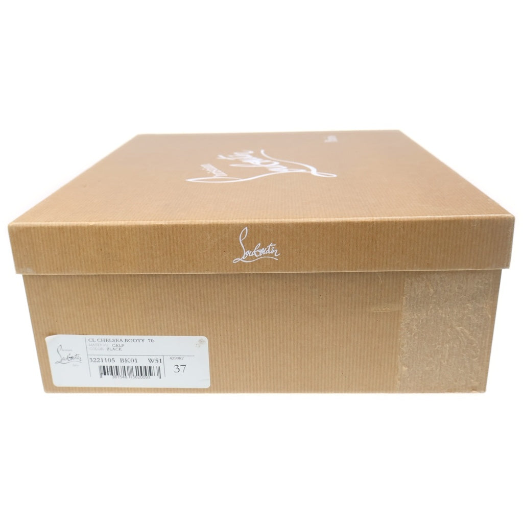 CHRISTIAN LOUBOUTIN(クリスチャンルブタン) ロゴプレート レザー ヒール サイドゴア チェルシーブーツ シューズ ブラック レディース 3221105