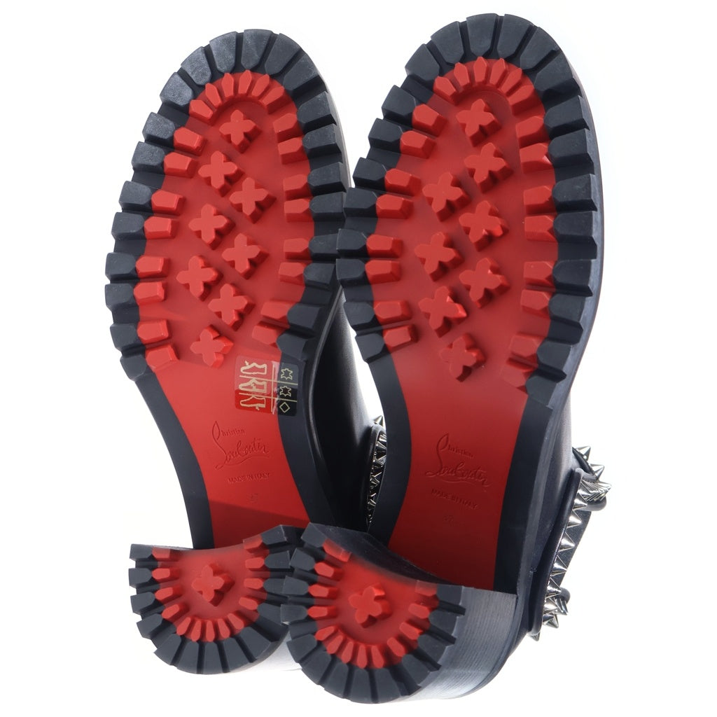 CHRISTIAN LOUBOUTIN(クリスチャンルブタン) スパイクスタッズ レザー サイドゴア ヒール ショートブーツ シューズ ブラック レディース 3200669