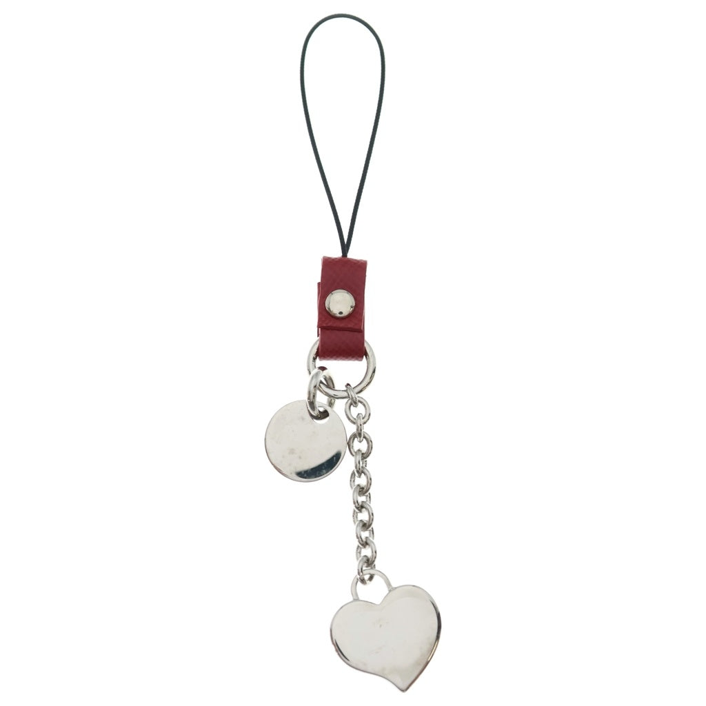 PRADA(プラダ) ハート ストラップ バッグチャーム レッド×シルバー レディース