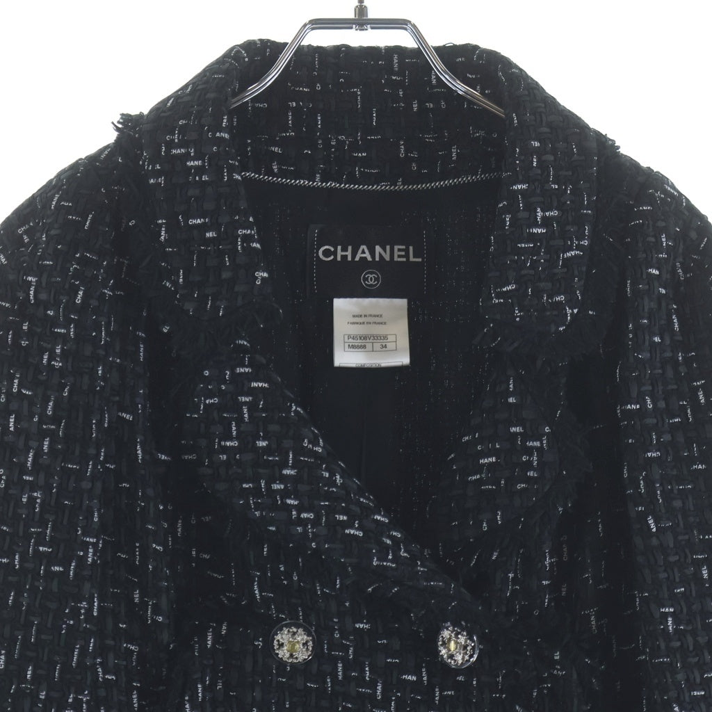 CHANEL(シャネル) ロゴツイード グリポアボタン ダブルブレスト ジャケット ブラック レディース P45108V33335