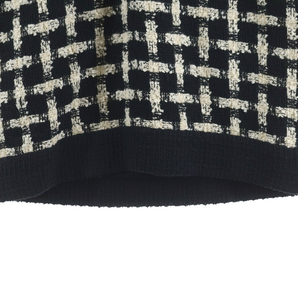 CHANEL(シャネル) 09P ツイード チェック総柄 ノースリーブ ミディアムワンピース ブラック/ホワイト レディース P35413V25614