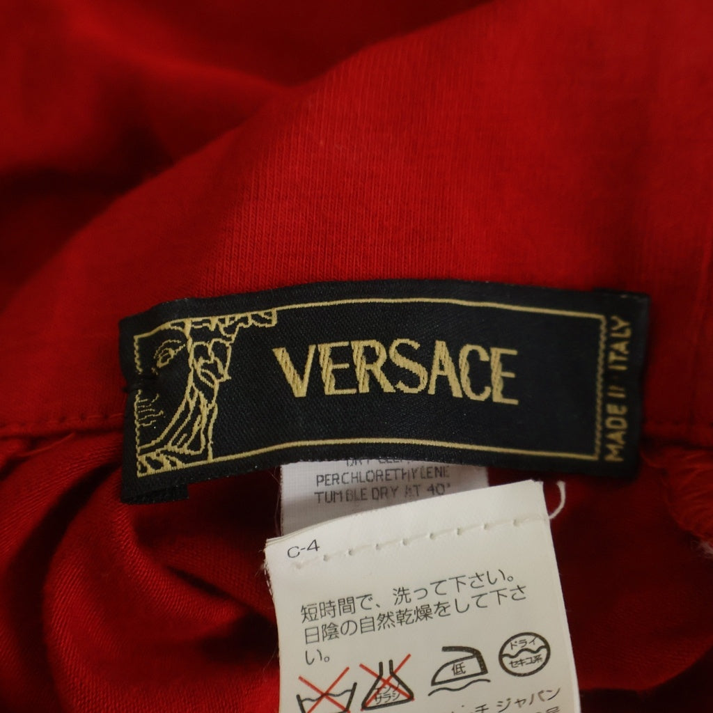 VERSACE(ヴェルサーチ) シースルー切り替え ノースリーブ タンクトップ カットソー レッド レディース