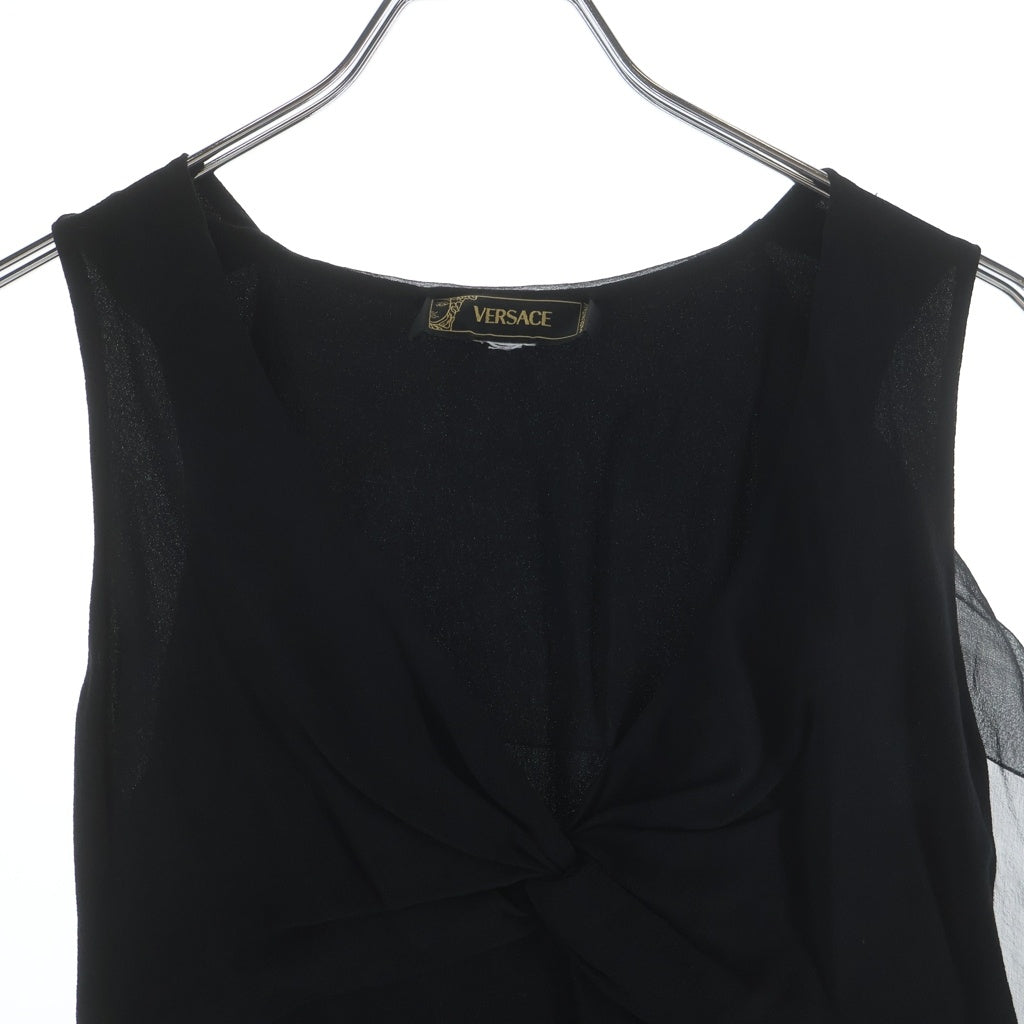 VERSACE(ヴェルサーチ) トップス デザイン ブラウス ブラック ノースリーブ レディース