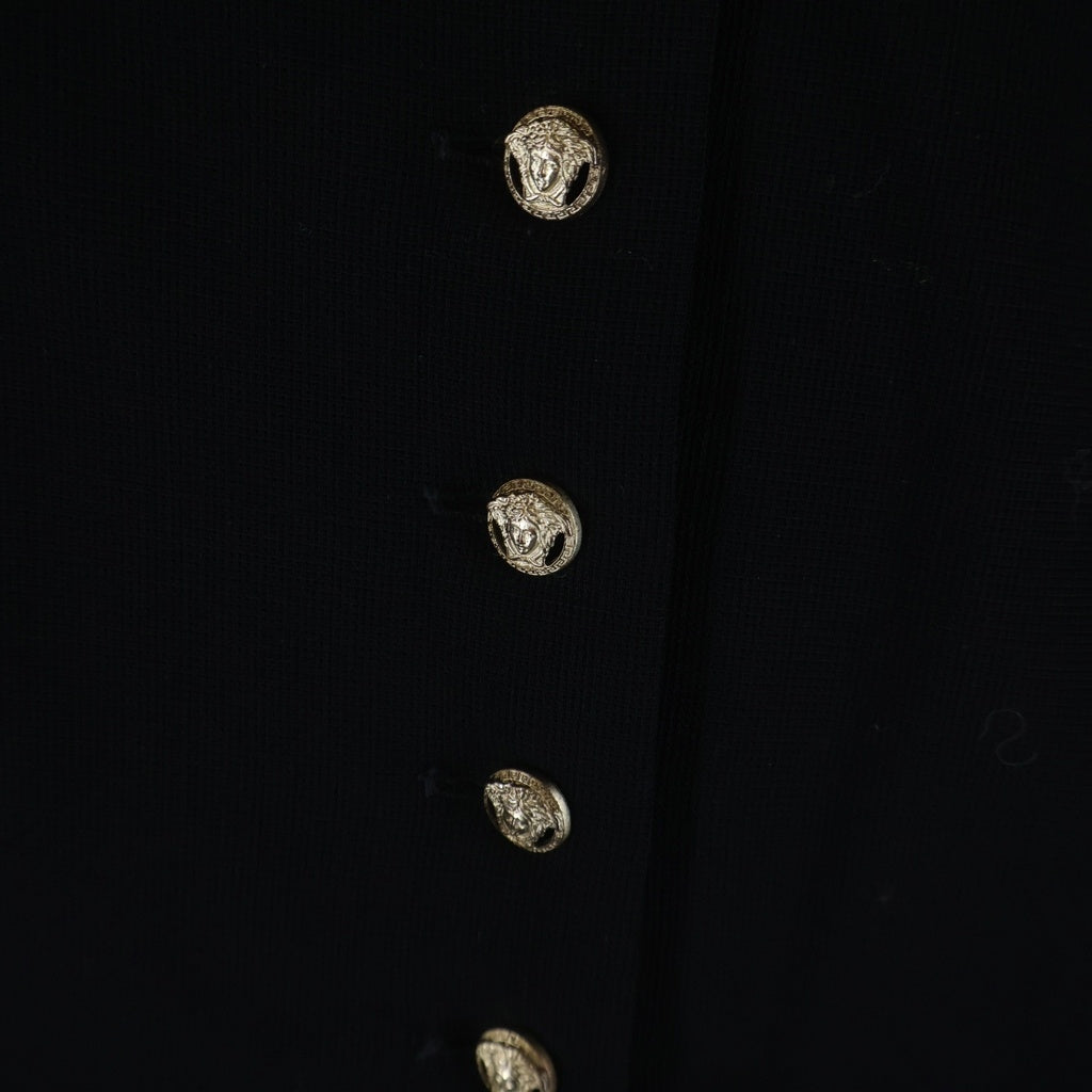 VERSACE(ヴェルサーチ) スカート ブラック ウール×レザー #38 レディース