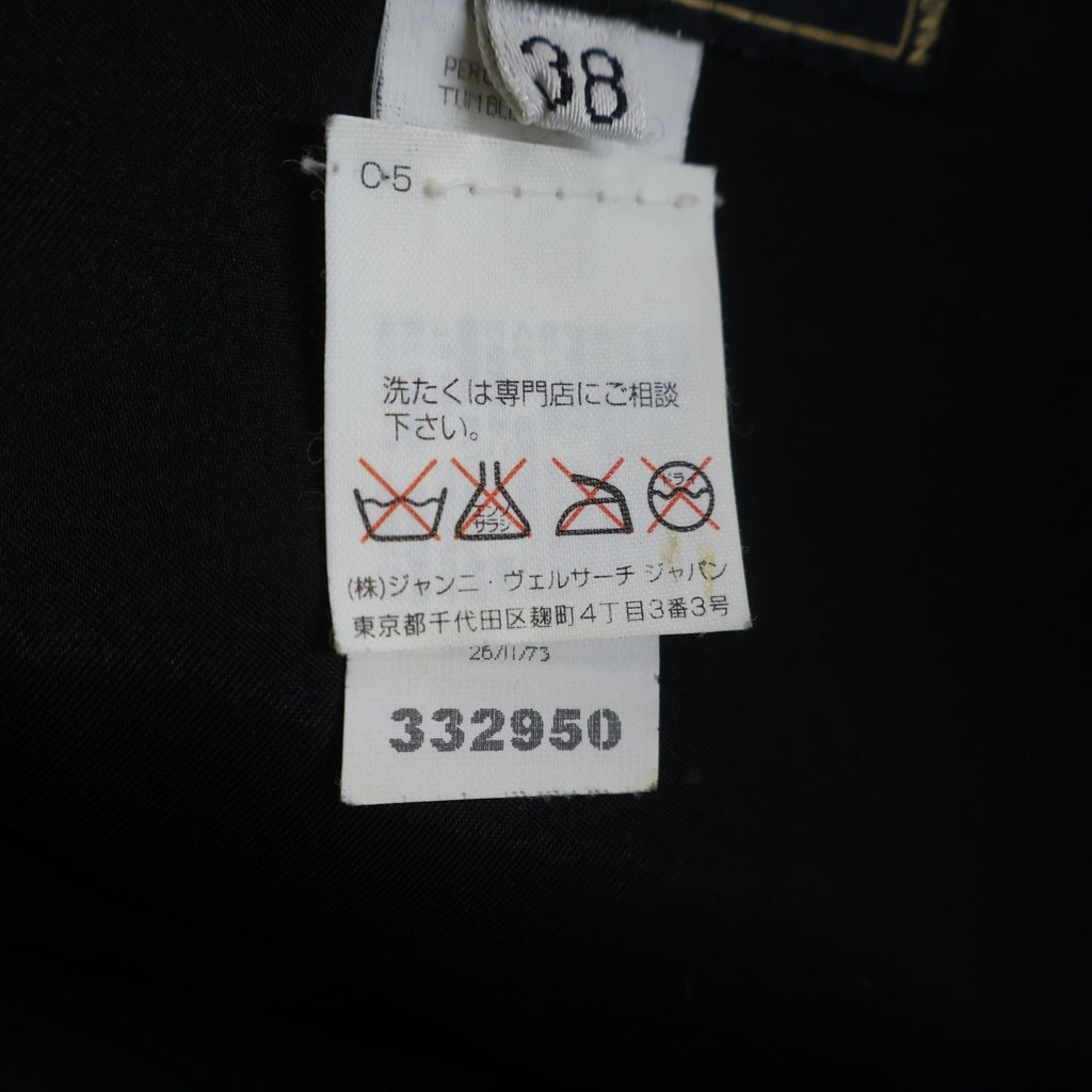 VERSACE(ヴェルサーチ) スカート ブラック ウール×レザー #38 レディース