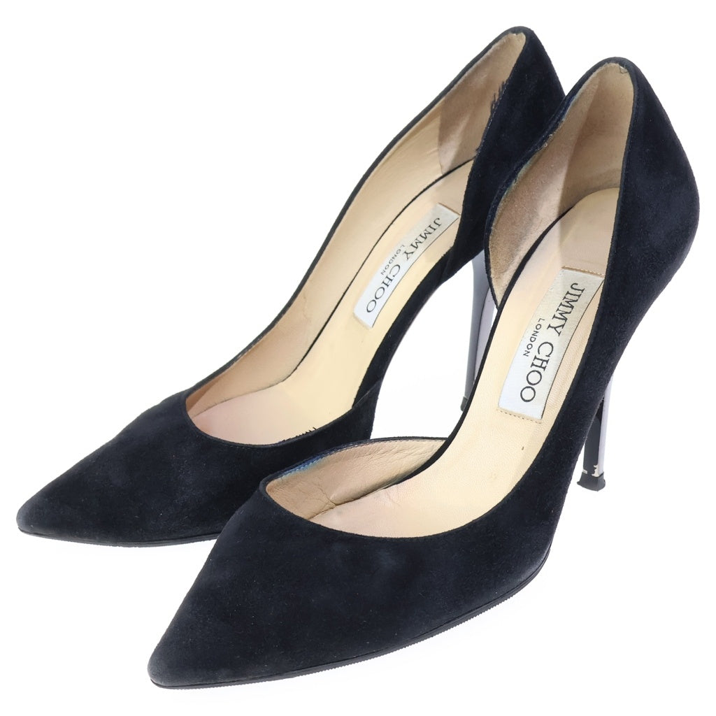 JIMMY CHOO(ジミーチュウ) スエードレザー ヒール ポインテッドトゥ パンプス シューズ ブラック レディース