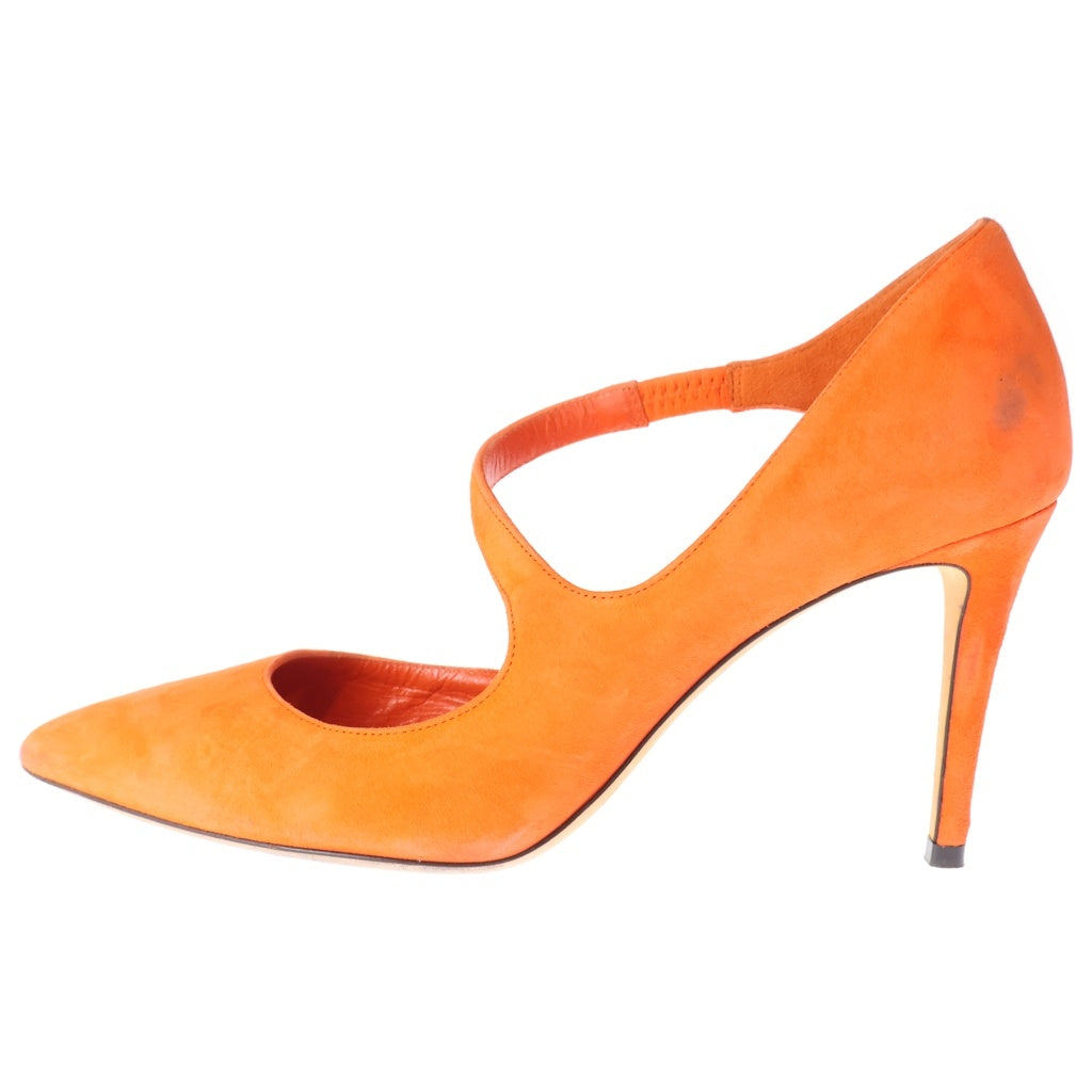 JIMMY CHOO(ジミーチュウ) スエードレザー ストラップ ヒール パンプス シューズ オレンジ レディース