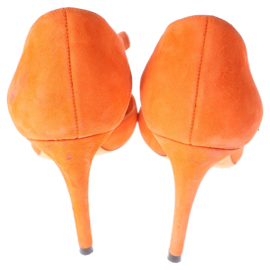 JIMMY CHOO(ジミーチュウ) スエードレザー ストラップ ヒール パンプス シューズ オレンジ レディース