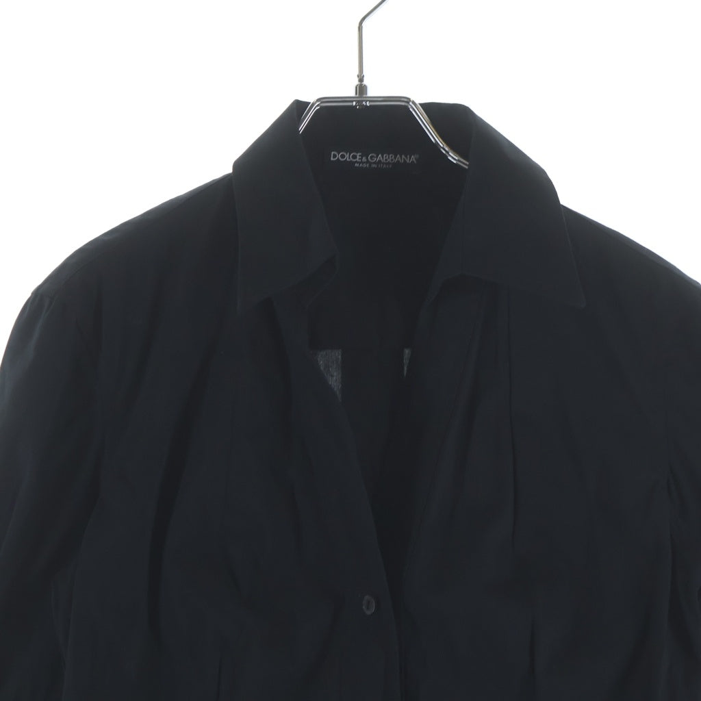 DOLCE & GABBANA(ドルチェアンドガッバーナ) オープンカラー 5分袖 半袖 シャツ ブラック レディース