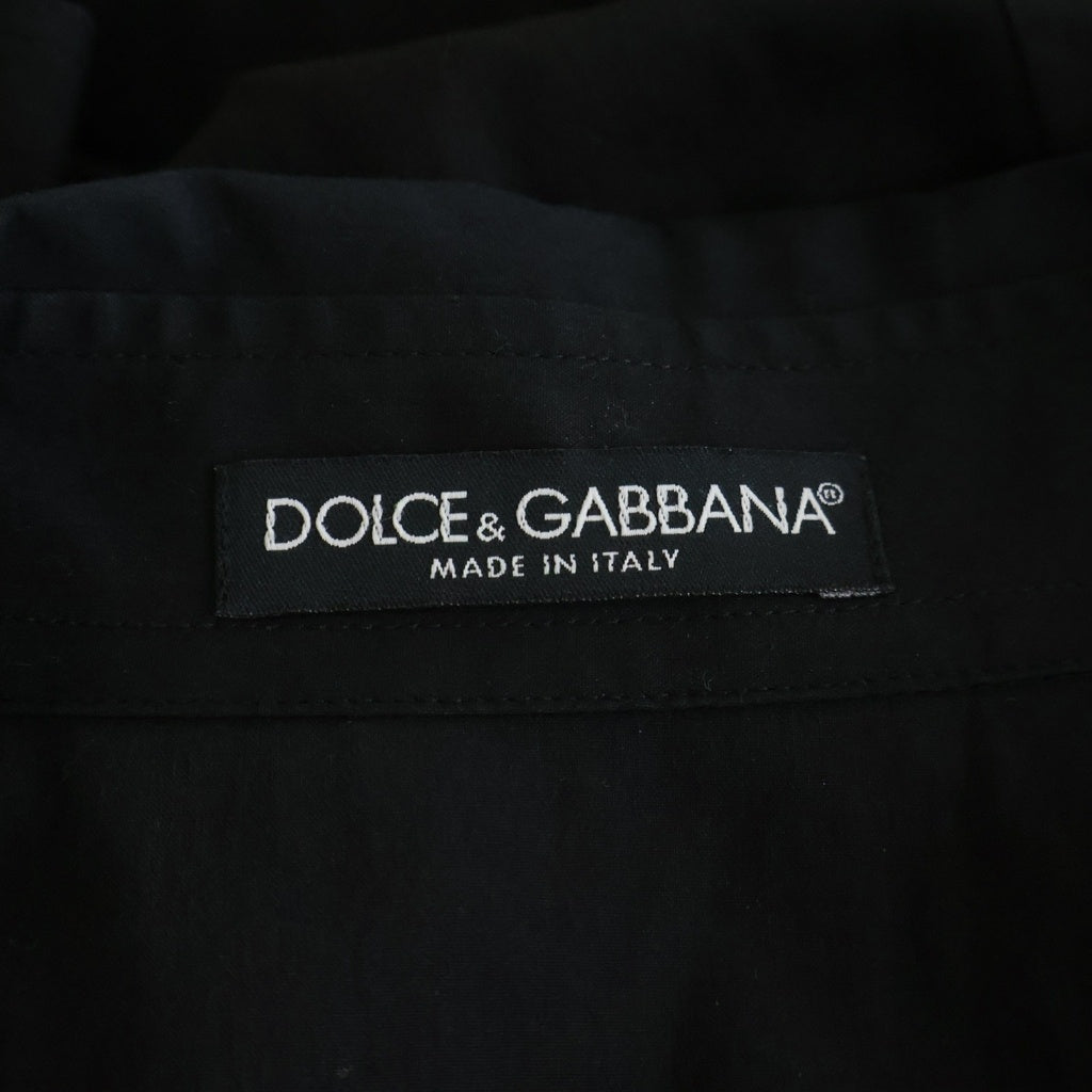 DOLCE & GABBANA(ドルチェアンドガッバーナ) オープンカラー 5分袖 半袖 シャツ ブラック レディース