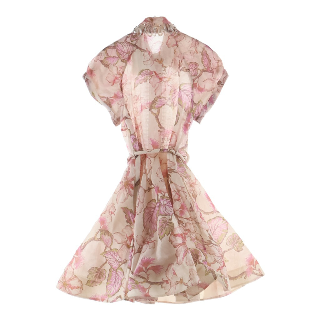 ZIMMERMANN(ジマーマン) Matchmaker Flip Dress マッチメーカー フリップ ドレス フラワー総柄プリント ビジュー装飾 ワンピース ピンク レディース 9145DMAT