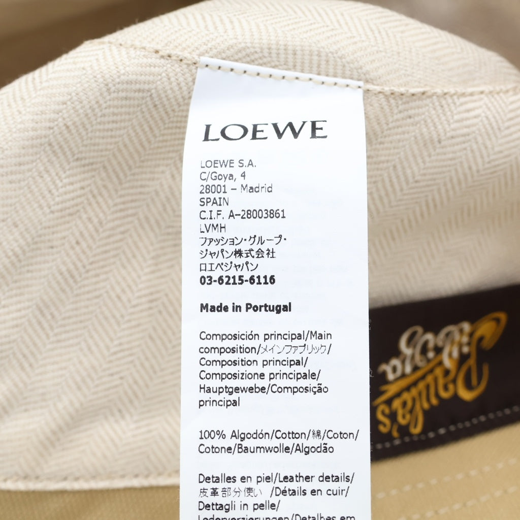 LOEWE(ロエベ) ロゴレザーパッチ キャンバス バケットハット 帽子 ベージュ 1724429 レディース