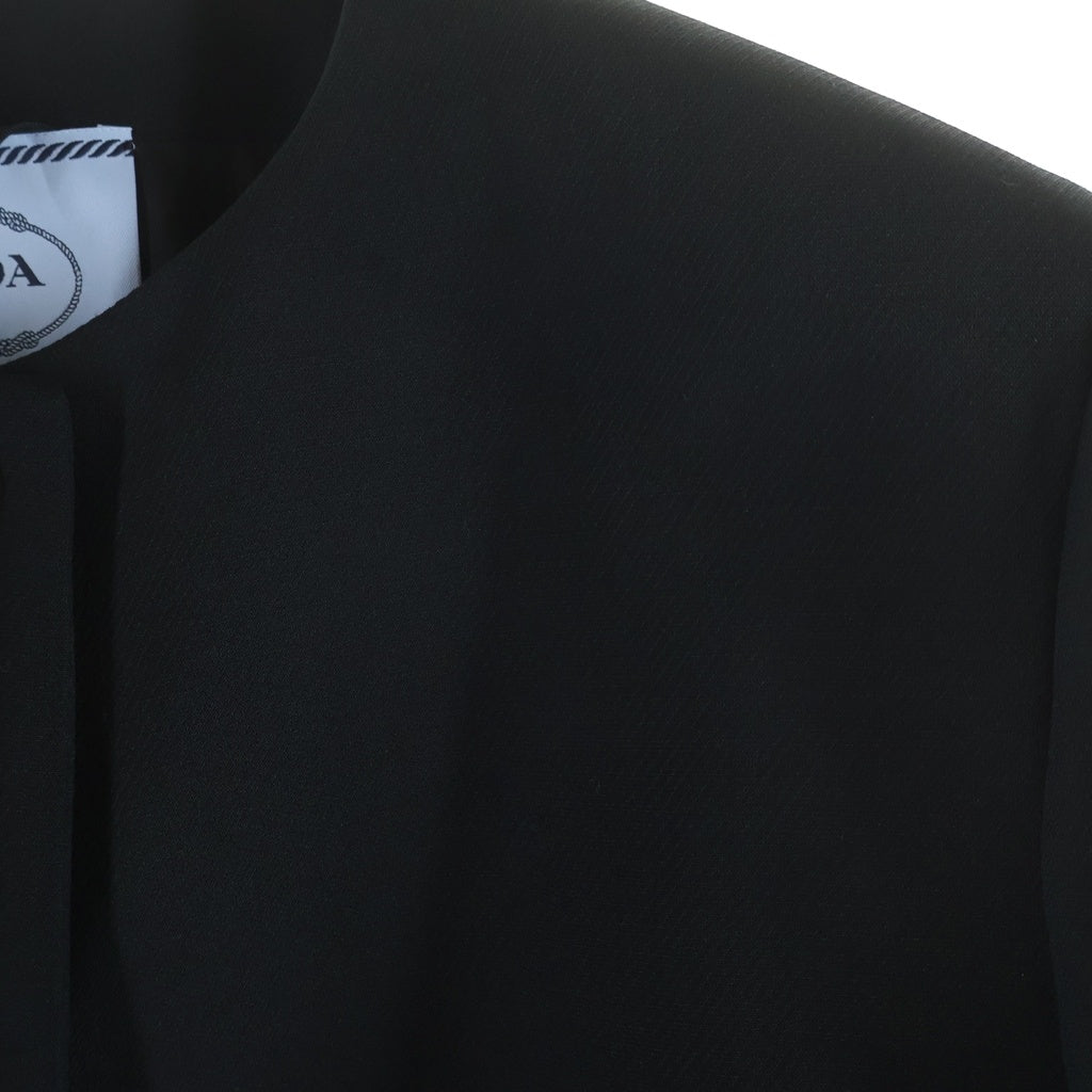 PRADA(プラダ) ノーカラージャケット ブラック ウール×シルク 40 P553N S231 1EVU レディース