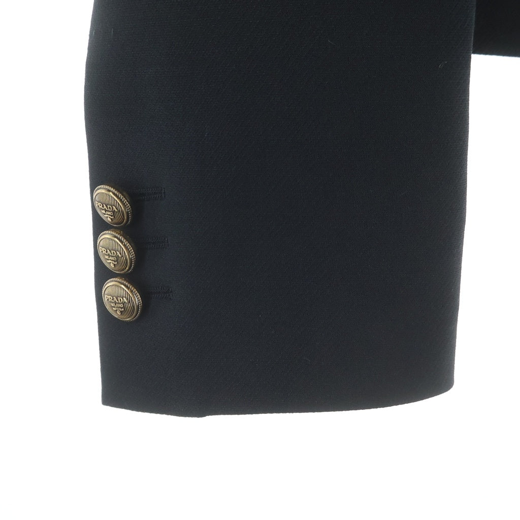 PRADA(プラダ) ノーカラージャケット ブラック ウール×シルク 40 P553N S231 1EVU レディース