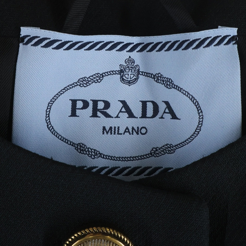 PRADA(プラダ) ノーカラージャケット ブラック ウール×シルク 40 P553N S231 1EVU レディース