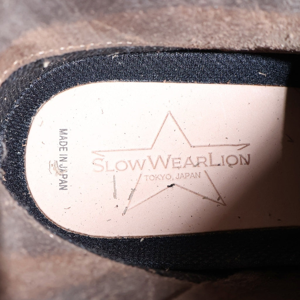 SLOW WEAR LION(スロウウェアライオン) ダブルステッチダウン クロムエクセルレザー サイドジップ エンジニアブーツ ブラック 8595LR