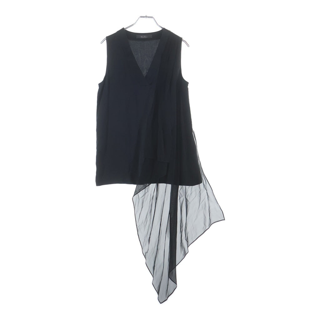 Max Mara(マックスマーラ) シルク ドレープ ノースリーブブラウス ブラック レディース 816603760 07