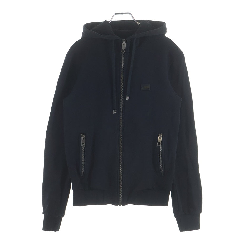 DOLCE & GABBANA(ドルチェアンドガッバーナ) ロゴプレート ジップアップ スウェットパーカー フーディー ブラック JB-G9CZ6T/G7ZXD-B