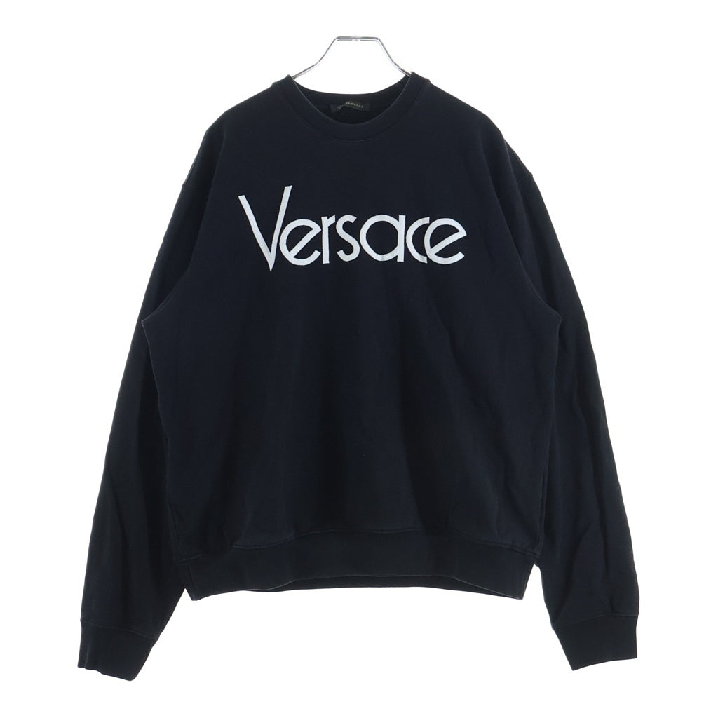 GIANNI VERSACE(ジャンニ ヴェルサーチ) ロゴ刺繍 クルーネック プルオーバースウェット トレーナー ブラック CLG 158 703 895 805