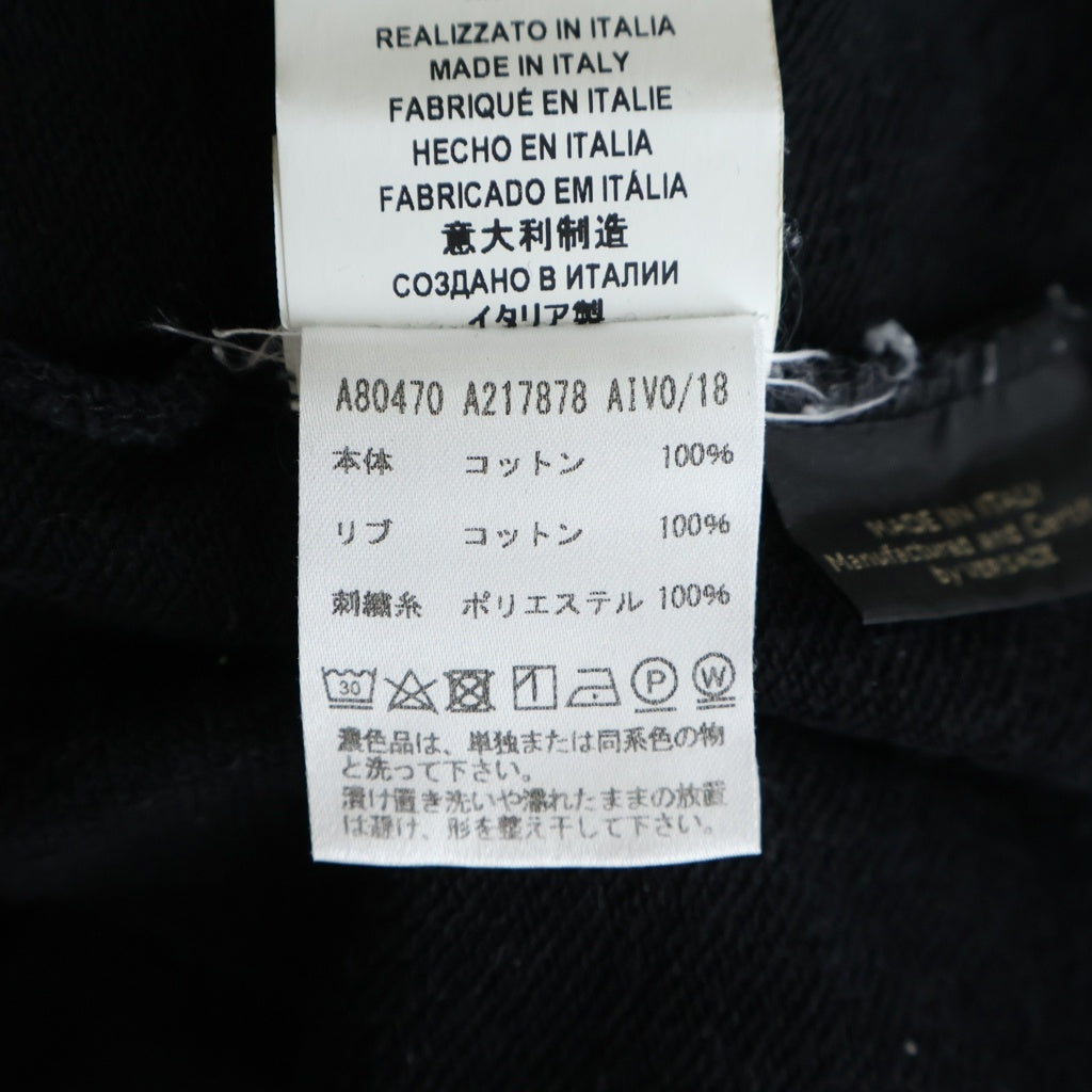 GIANNI VERSACE(ジャンニ ヴェルサーチ) ロゴ刺繍 クルーネック プルオーバースウェット トレーナー ブラック CLG 158 703 895 805