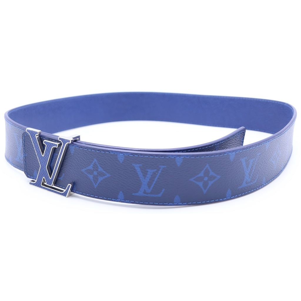 LOUIS VUITTON(ルイヴィトン) モノグラム コバルト LV サンチュール レザーベルト ブルー 90/36 M0159 シルバー金具 レディース